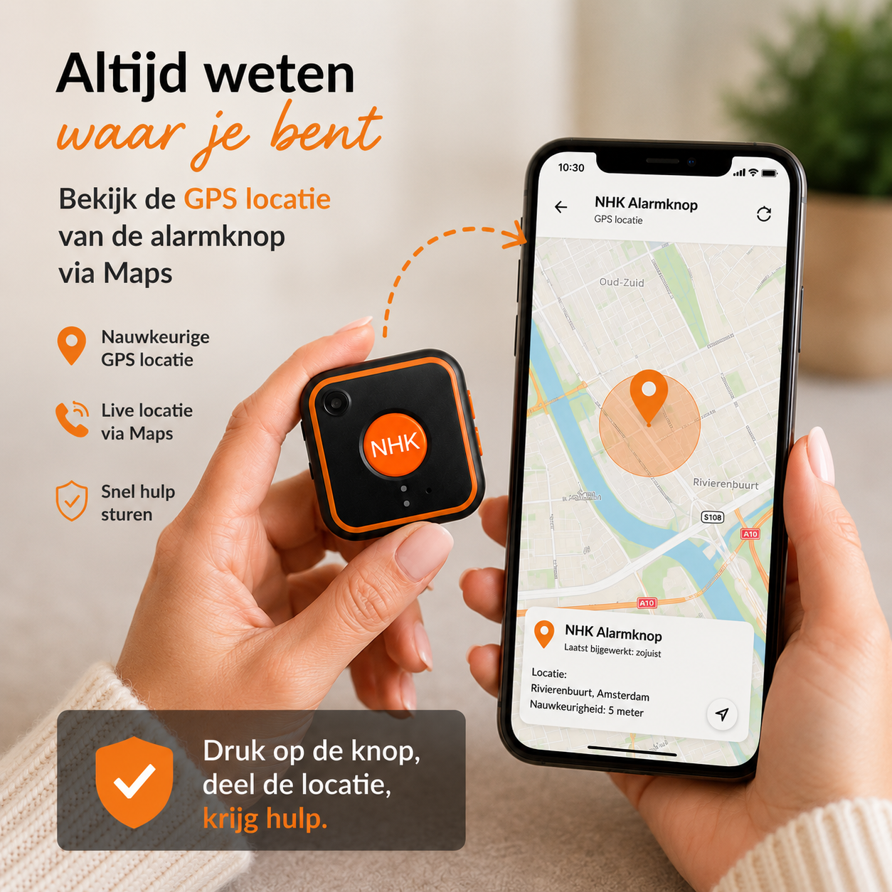 NHK® Protect - Alarmknop met SOS functie en Live GPS