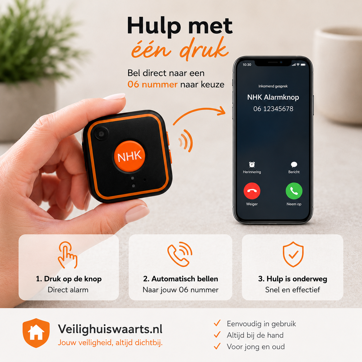 NHK® Protect - Alarmknop met SOS functie en Live GPS